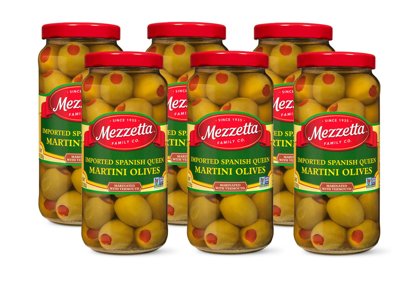 Mezzetta Super Colossal Green Olives - Firm & Juicy - 10 Oz Jar - Pack of 6