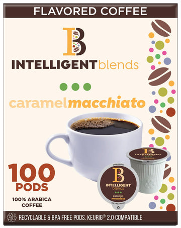 Intelligent Blends Caramel Macchiato Coffee Pods, 100Ct. Solar Energy Produced Recyclable Single Serve Caramel Flavored Coffee P