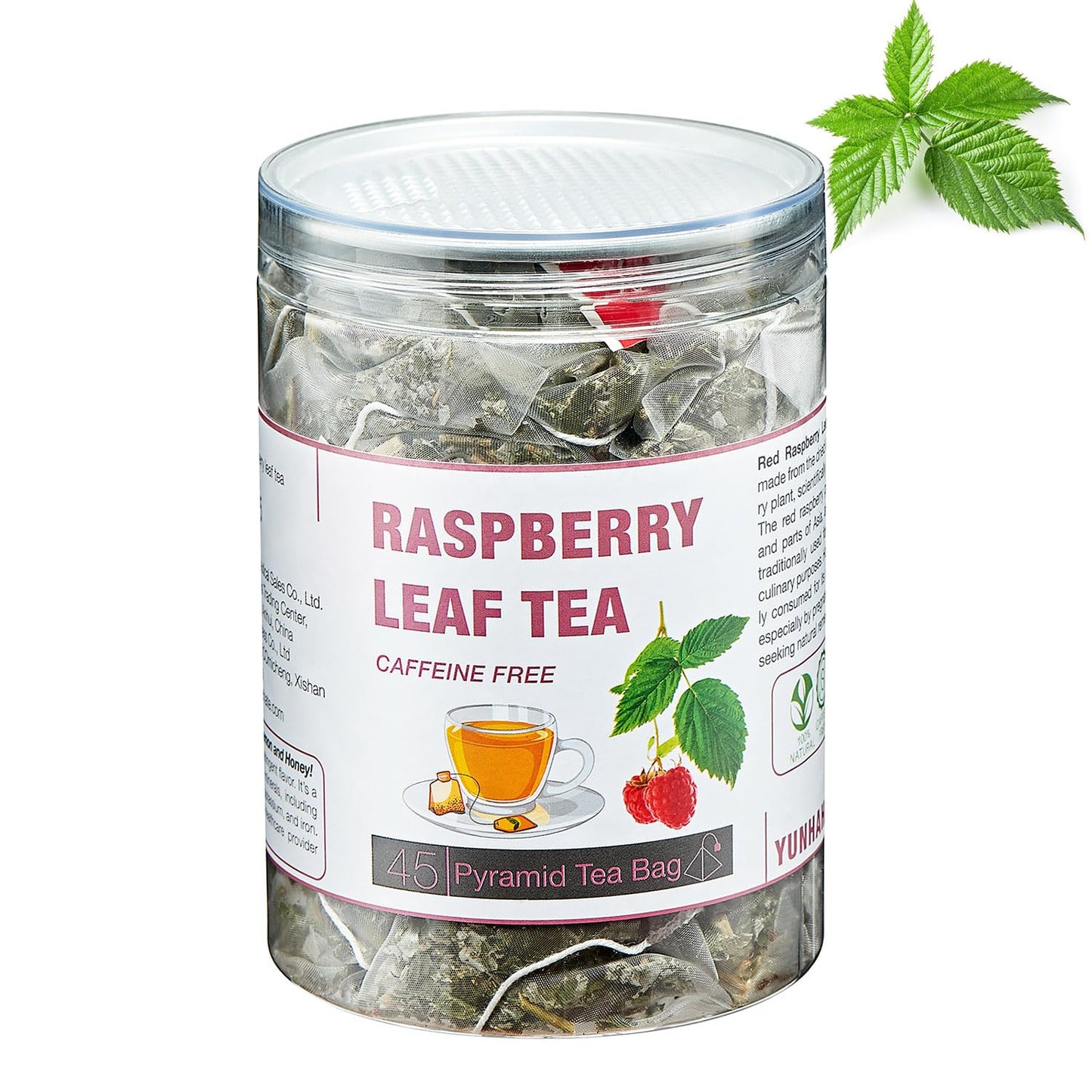 45 Red Raspberry Leaf Tea Bags| Pure Leaf Raspberry Tea Bags| Herbal Healthy Cycle Tea For Women| Non-Gmo - Energy Blend-Free