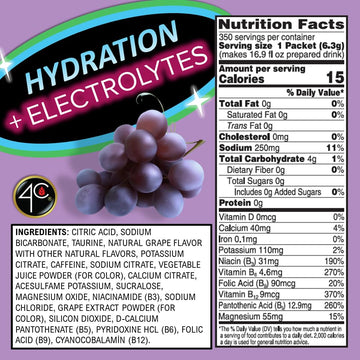 4C Powder Drink Mix, Bulk Buy, Singles Stix, On The Go, Refreshing Water Flavorings, Value Pack (Energy Rush - Grape, 350 Count