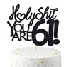 Happy 61st Birthday Cake Topper 61 Birthday Cake Toppers-Black Glitter, Funny 61st Cake Topper for Men For Women, 61st birthday