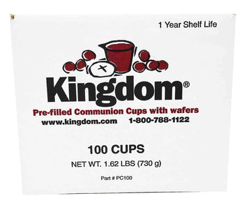Kingdom Prefilled Communion Cup with Wafers(100 ct-red juice) Sealed in a Single-Serving Container with 1-Year Shelf Life, Perfe