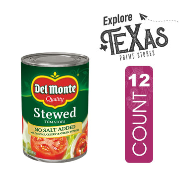 Del Monte - Lavinia Essentials Bundle: Tomatoes 12- Pack Of Stewed No Salt Added With Onions, Celery & Green Peppers Canned Vege