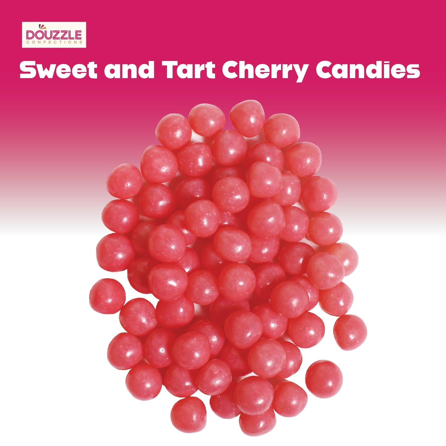 DOUzzle Back To School Cherry Sours Pink Candy Balls, Bulk Chewy Candies for Machine Refills (2.2 LB, 1 Pack) Party Favor, Goodi