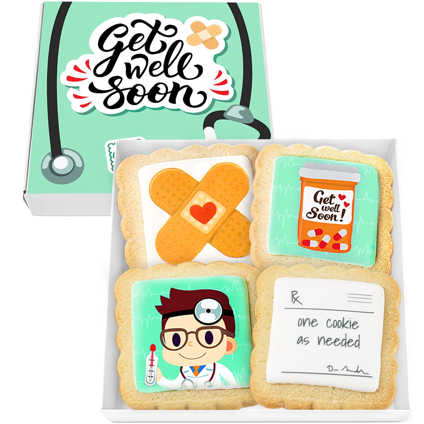 Get Well Soon Gift Cookies Basket Box 4 Pack For Kids And Adults After Surgery Care Package Feel Better Sick | Nut Free | Kosher