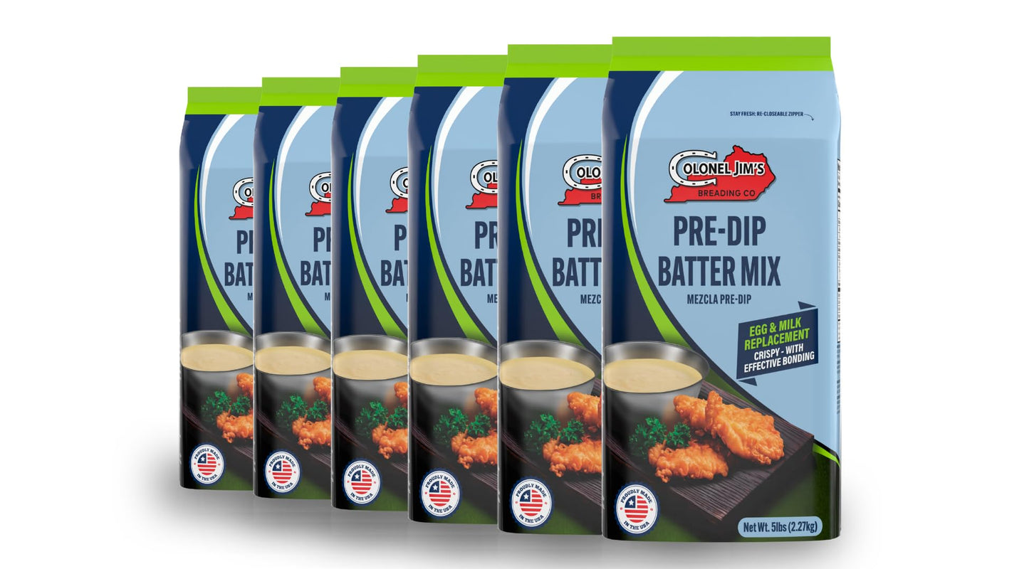 Colonel Jims Pre-Dip Batter Mix, 5 lb Bags (Case of 6) - Helps Coating Stick Better for Fried Chicken & Fish (Replaces Buttermi