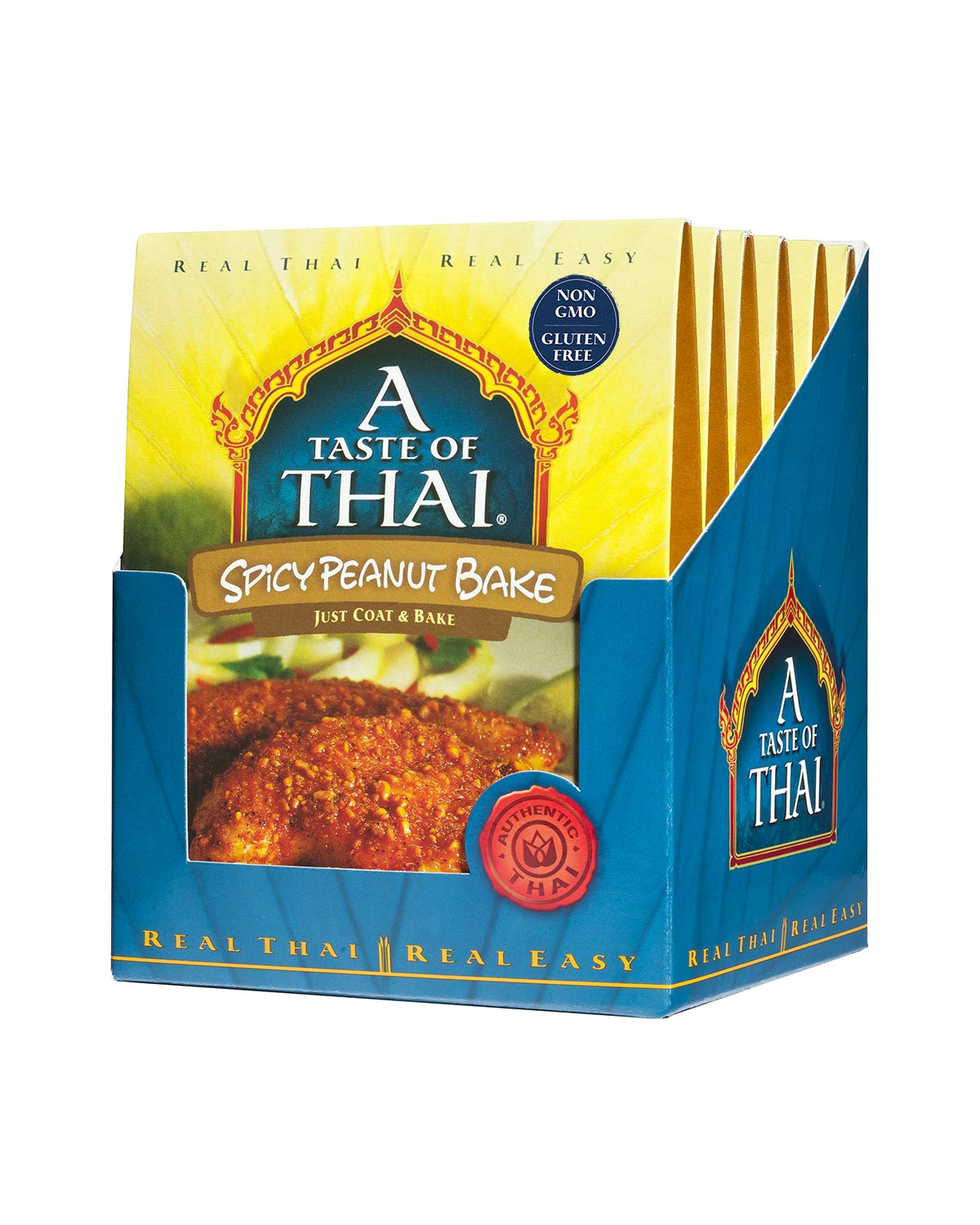A Taste of Thai Spicy Peanut Bake - 3.5oz Pack of 6 Ready to Use Seasoned Coating | Perfect for Chicken Fish Meat & Vegetables |