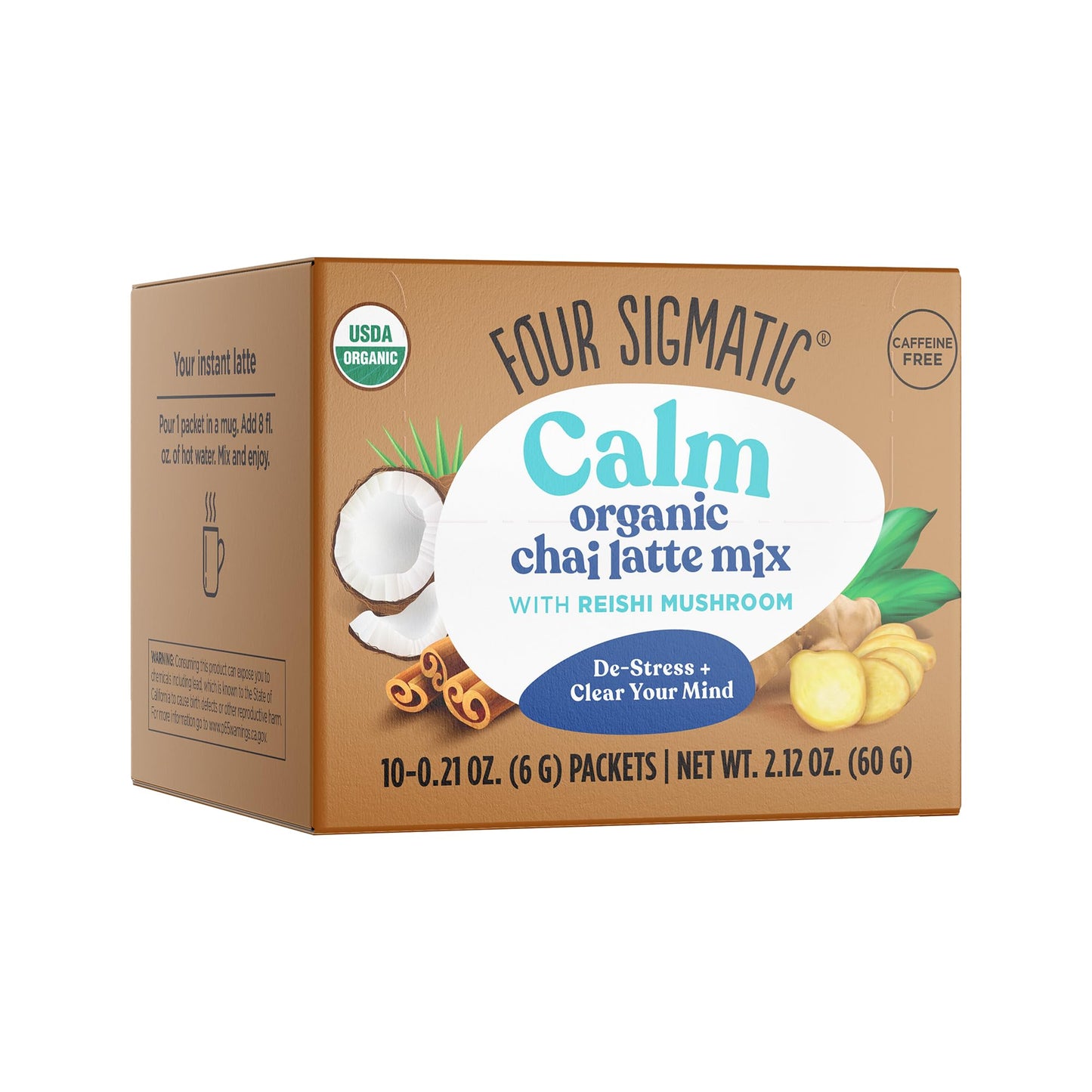 Chai Latte By Four Sigmatic | Organic Instant Chai Latte With Turkey Tail, Reishi Mushrooms & Coconut Milk Powder | Supports Gut