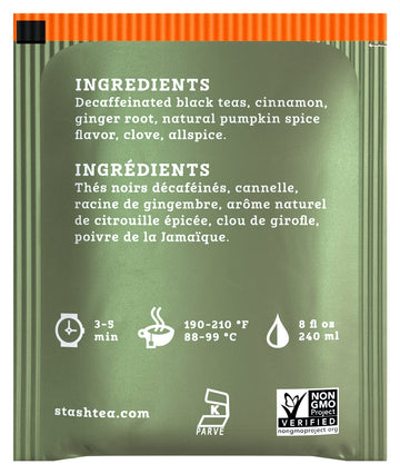 Stash Tea Decaf Pumpkin Spice Black Tea, Box Of 100 Tea Bags
