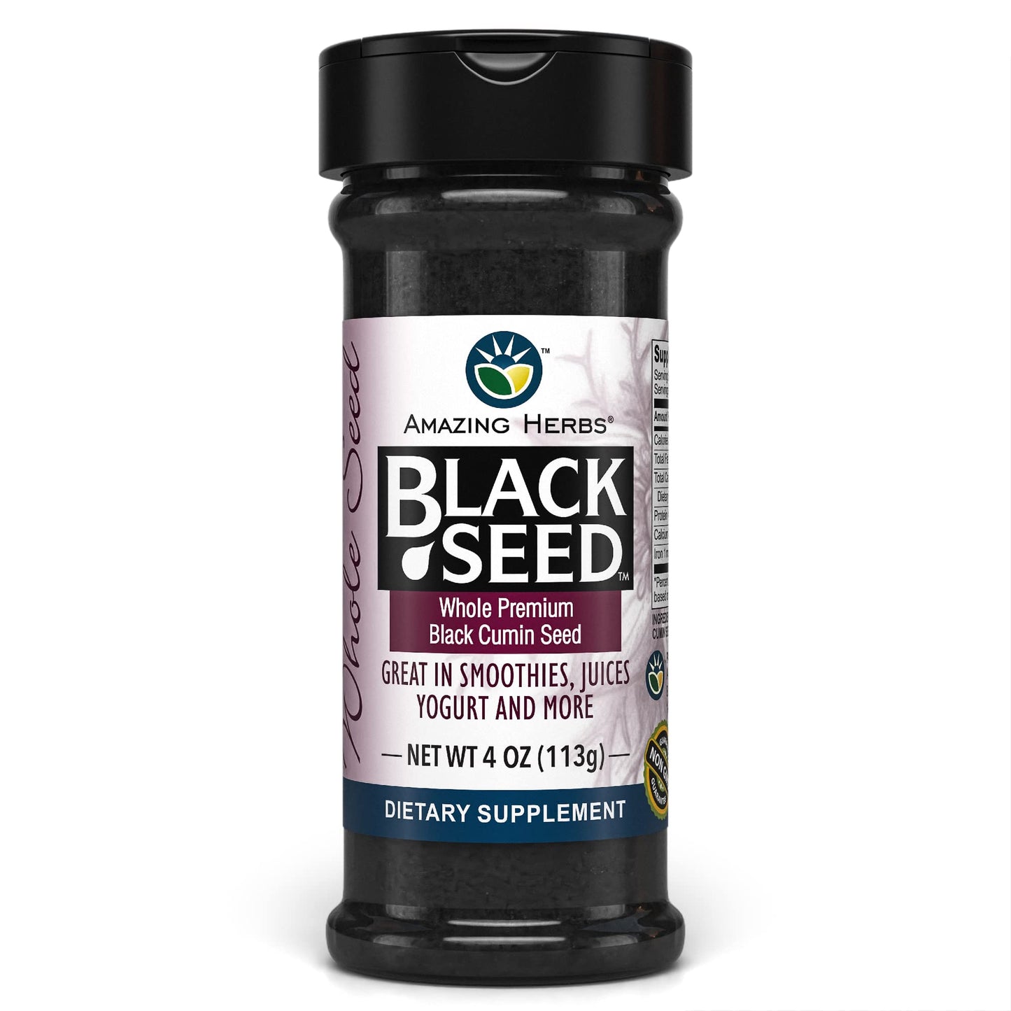 Amazing Herbs Whole Premium Black Cumin Seed - Nigella Sativa Seeds, Organic, Gluten-Free, Non-Gmo, Supports Immune System, Card