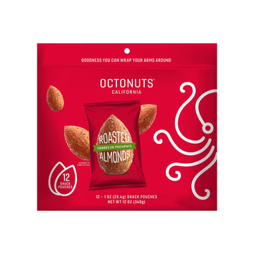 Octonuts Herbs de Provence Almonds - 12 Individually Wrapped Snack Packs (1oz Each), Healthy Snacks for Adults and Kids, Non-GMO