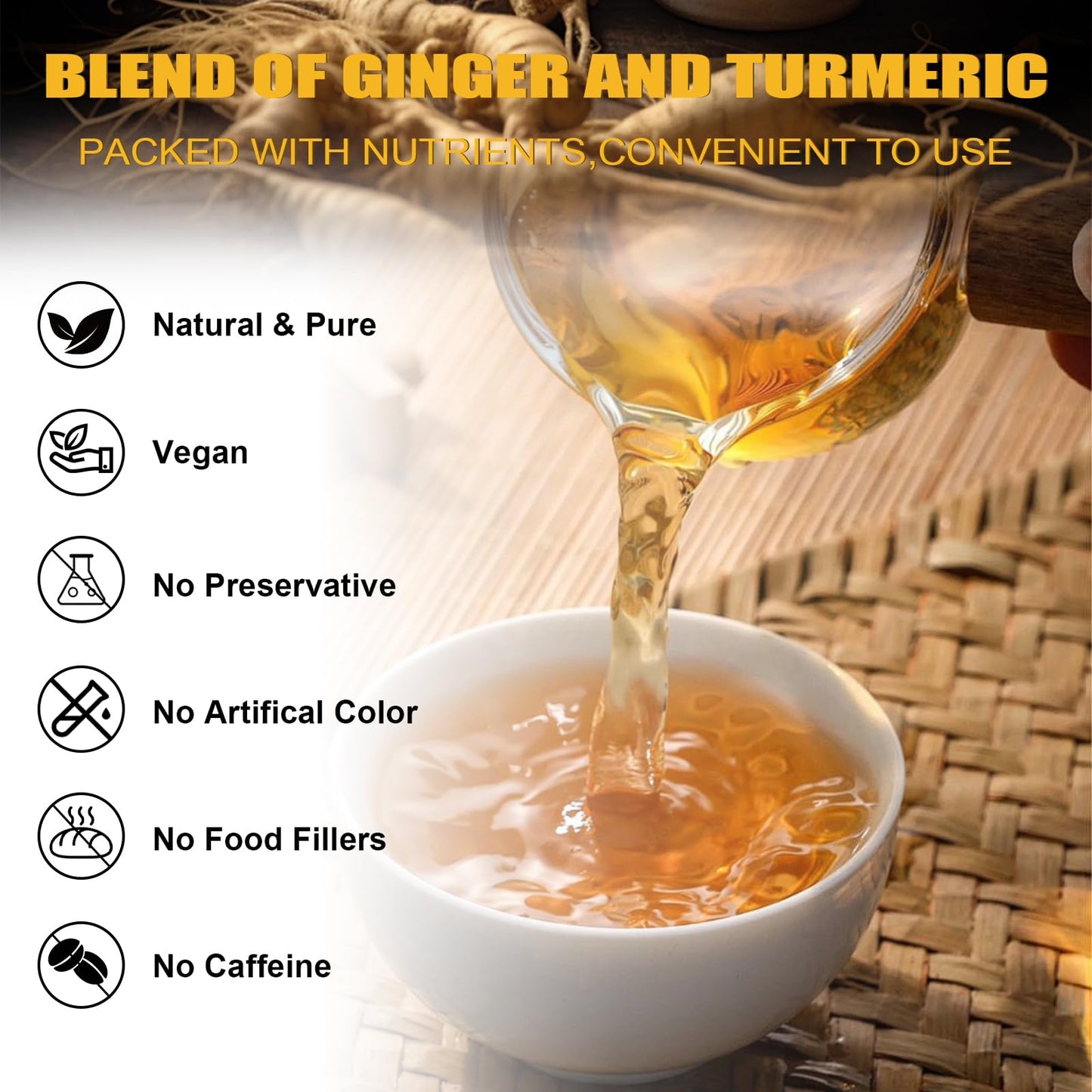 tsoneoo Premium Turmeric Ginger Cinnamon Tea Bags, 100% Natural, Caffeine-Free, 1 BOX