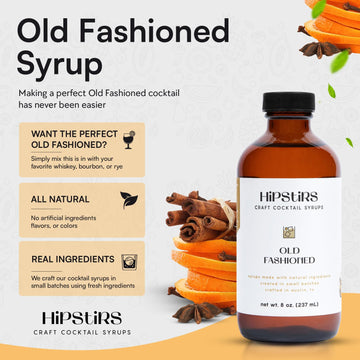 HipStirs Old Fashioned Mix - Artisan Syrup with Real Blood Orange Bitters - 8 Fl Oz