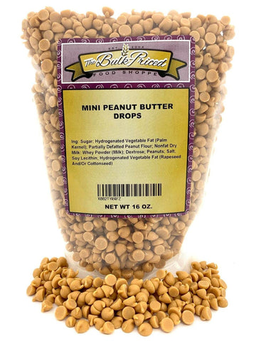 Mini Peanut Butter Drops, Bulk Size, Baking Chips (1 Lb. Resealable Zip Lock Stand Up Bag)
