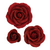 O'Creme Deep Red Rose Gumpaste Flower - for Cake Decorating - Sugar Paste Decorations for Cakes, Cupcake Toppers - Birthday, Wed