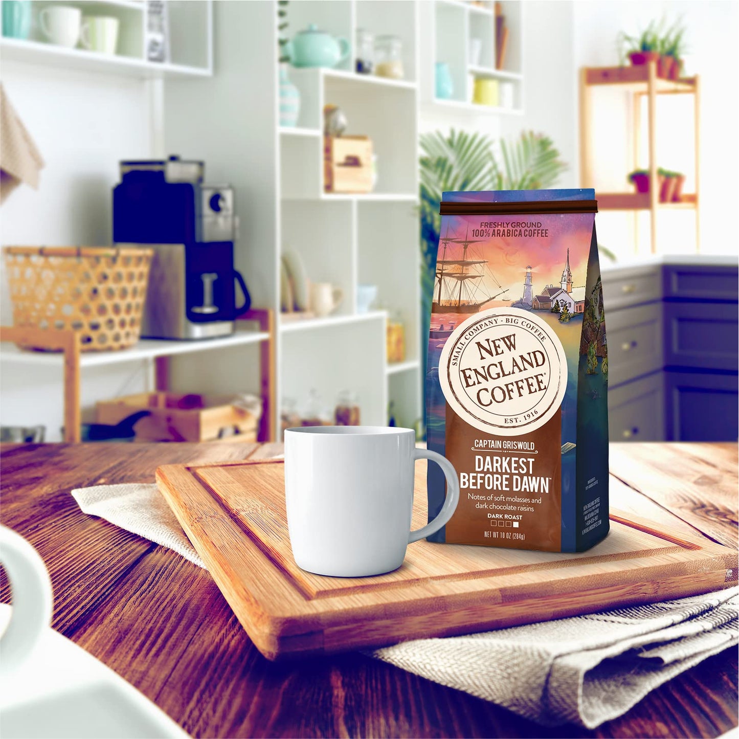 New England Coffee Darkest Before Dawn Dark Roast Ground Coffee, 10Oz. Bag (Pack Of 6)