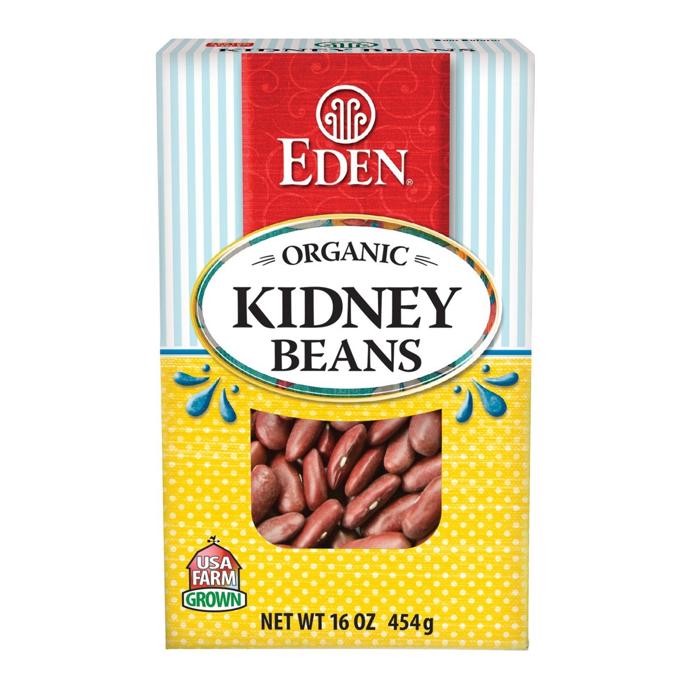 Eden Organic Kidney Beans, Dry, No Salt, Non-Gmo, Gluten Free, Vegan, Kosher, U.S. Grown, Heat And Serve, Macrobiotic, Red Beans, 16 Oz Box