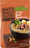 Mike's Mighty Good Pillow Pack with Beef Brisket Ramen Soup, Organic Hearty Instant Noodles, Flavorful Quick Meal, Rich Savory B