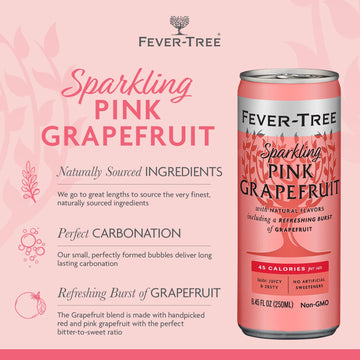 Fever-Tree Sparkling Pink G fruit Mixer - 250 ML Cans - Pack of 4 - Naturally Sourced, No Artificial Sweeteners or Colors