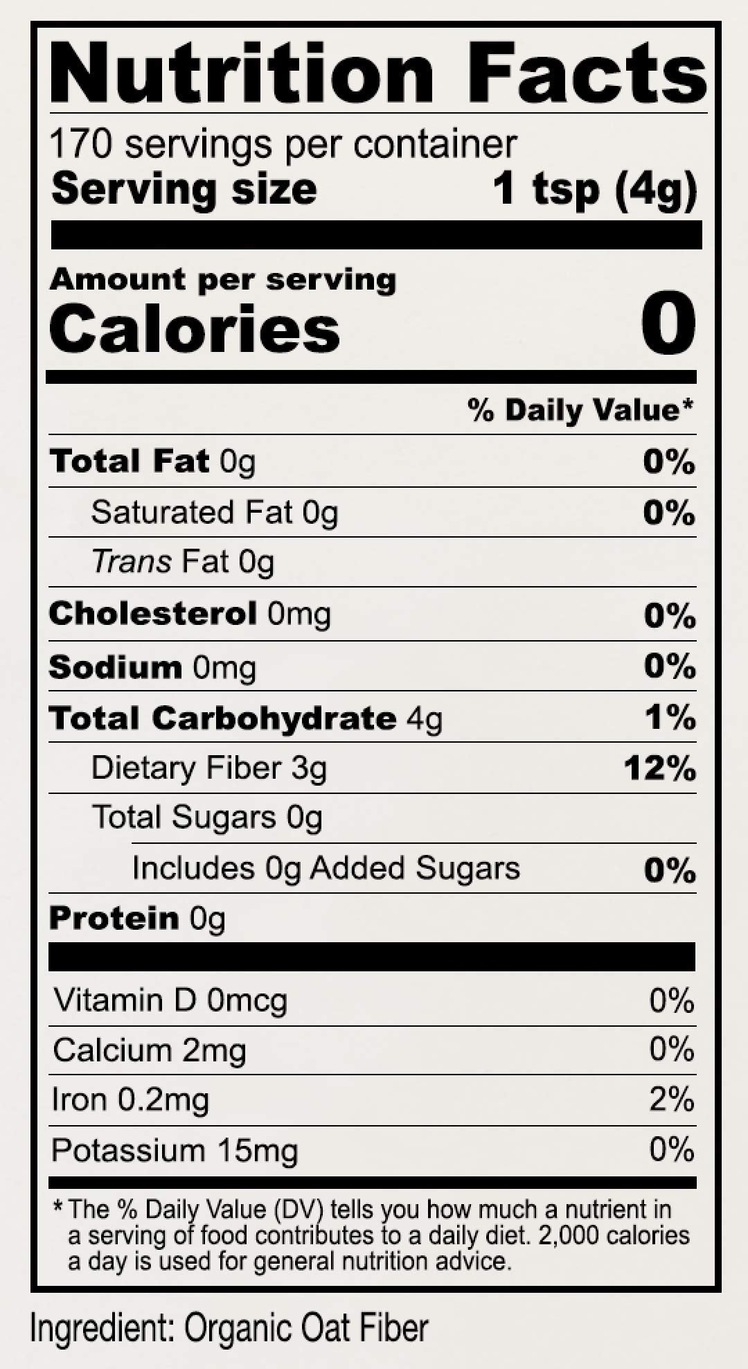 Anthony'S Organic Oat Fiber, 1.5 Lb, Gluten Free, Non Gmo, Keto Friendly, Product Of Usa