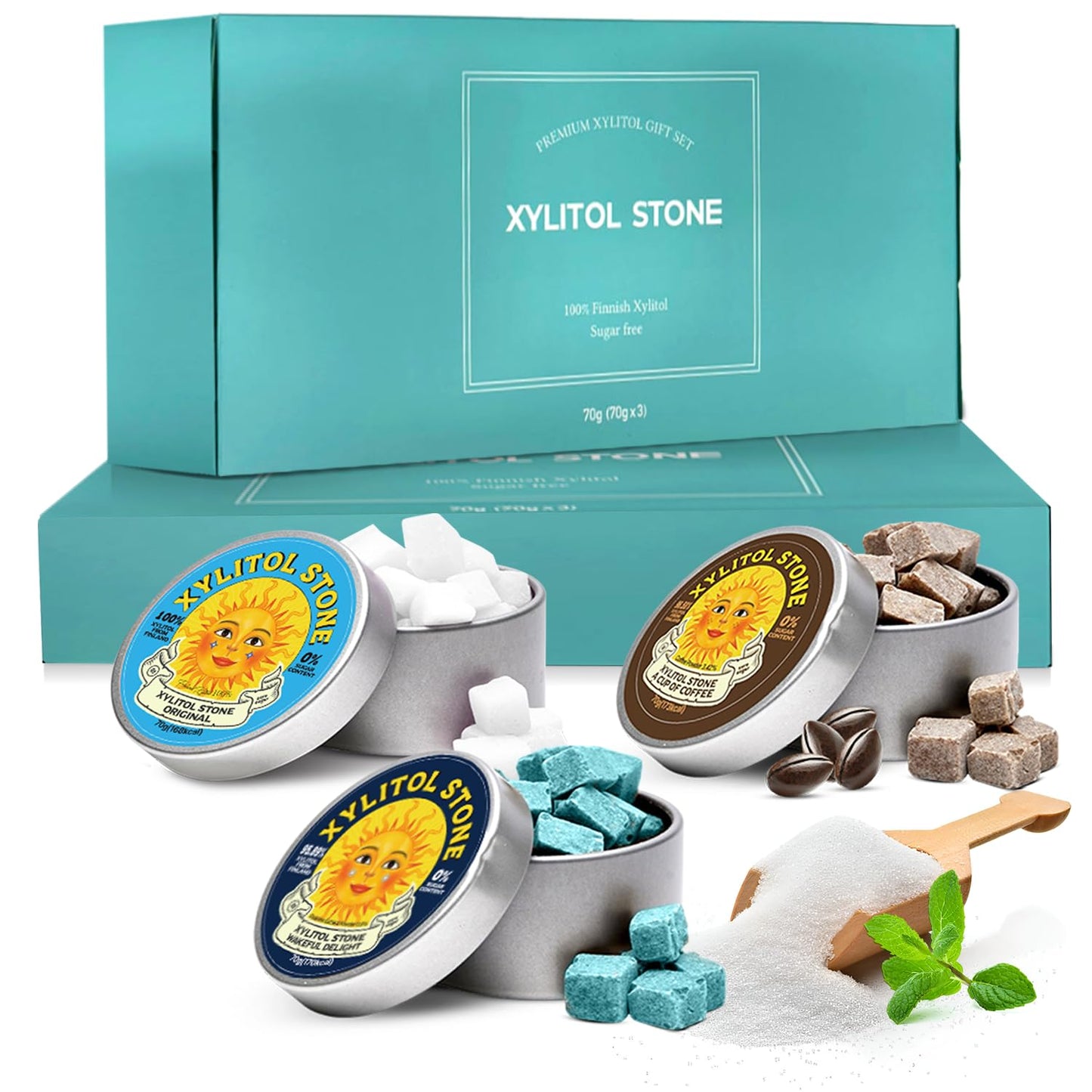 Xylitol Stone Sugar Free Candy - Vegan & Keto Friendly Unique Hard Candy - 100% Natural Flavor Candies - Gluten Free & Non-Gmo Breath Freshener Mints - Pack Of 3 (Oriflavor Blendal Coffee Wakeful Delight)