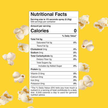 Winona Pure Popcorn Butter Spray Oil - Delicious Popcorn Seasoning, 0 Calories Per Serving, Movie Theater Style, Perfect For Pop