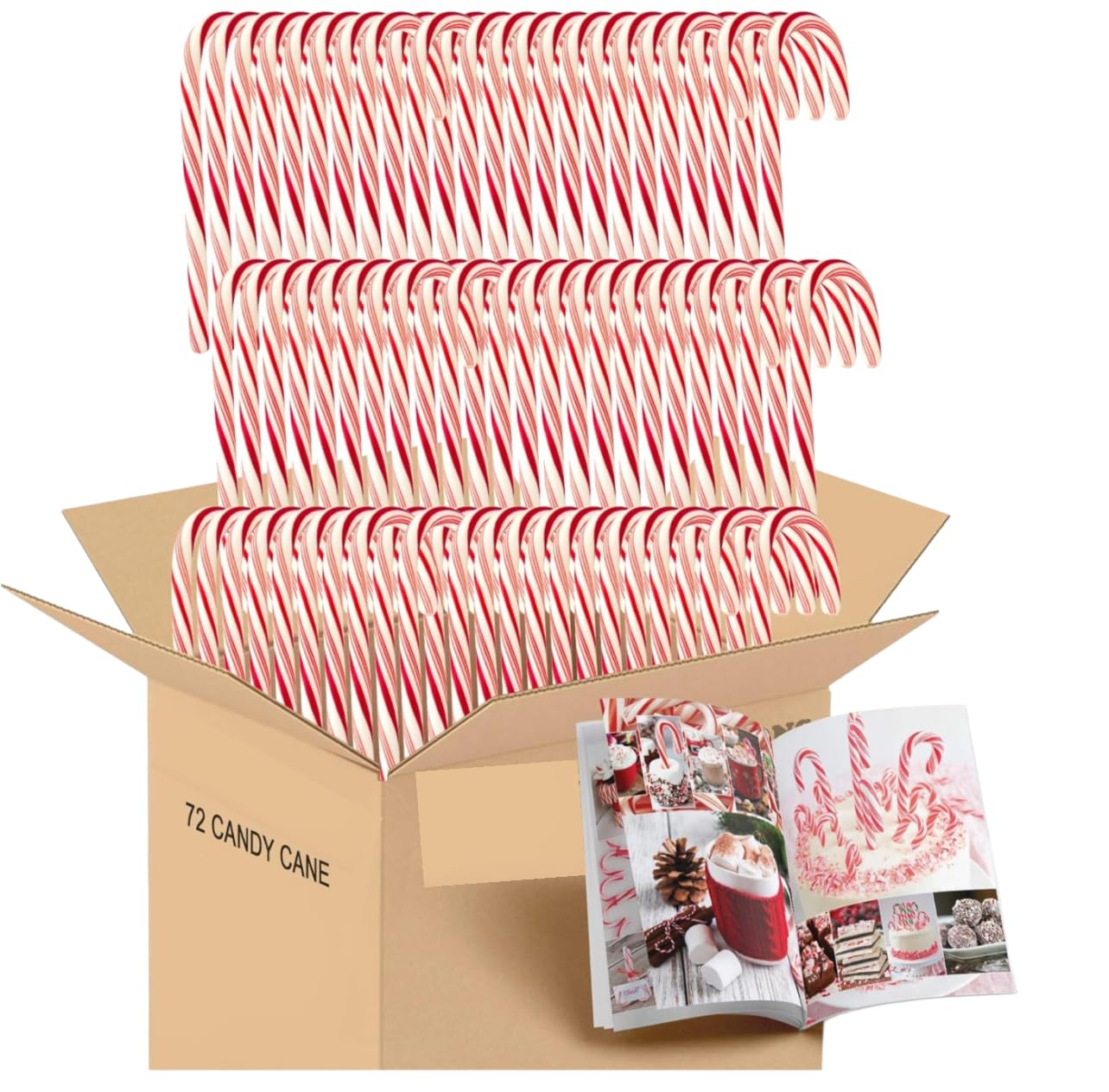 Candy Canes Individually Wrapped Red & White Layeres Christmas Holiday Candy Bulk | (72 Ct)