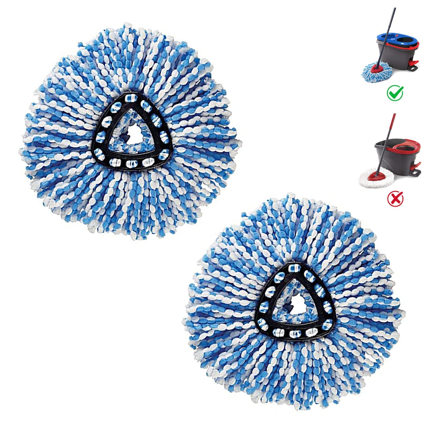 Bonuslife 2-Pack Mop Head For O-Ceda Rinseclean Spin Mop Refill 2-Tank System Only Easy Cleaning Microfiber Replacement
