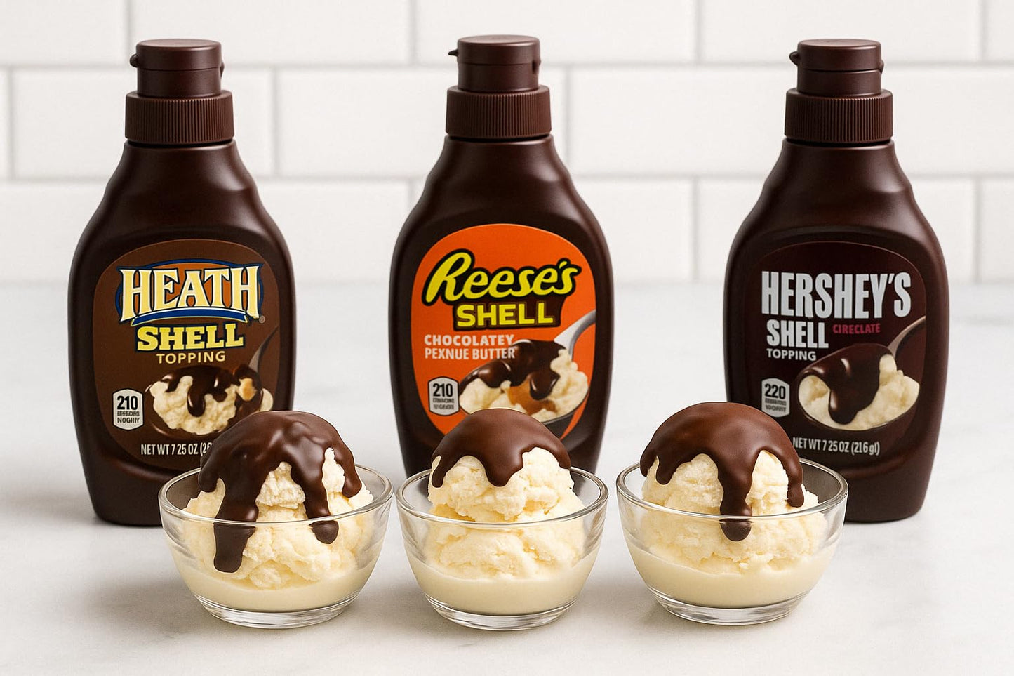 P & V Ice Cream Shell Topping Variety Pack – 3 Flavors, 2.58 Fl Oz (Pack of 3)