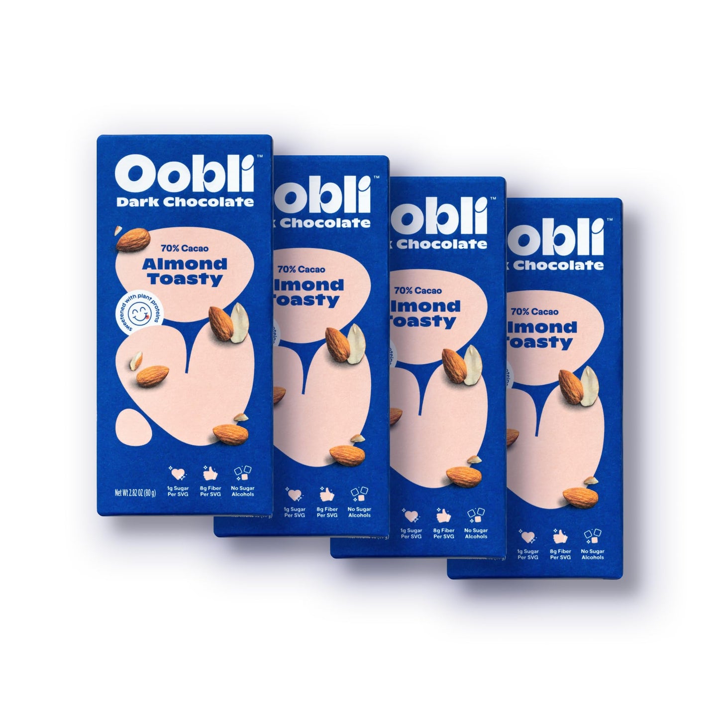 Oobli Dark Chocolate Bars, Vegan, Low Carb, 1g Sugar, Gluten-Free, 4 Pack