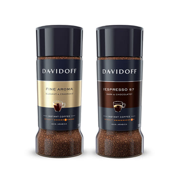 Davidoff Instant Coffee Duo - Fine Aroma And Espresso 57 Bundle - 100% Arabica Beans - Medium & Dark Roast Combo, Luxurious Tast