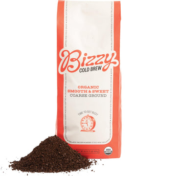 Bizzy Organic Cold Brew Coffee | Smooth & Sweet Blend | Coarse Ground Coffee | Micro Sifted | Specialty Grade | 100% Arabica | 1