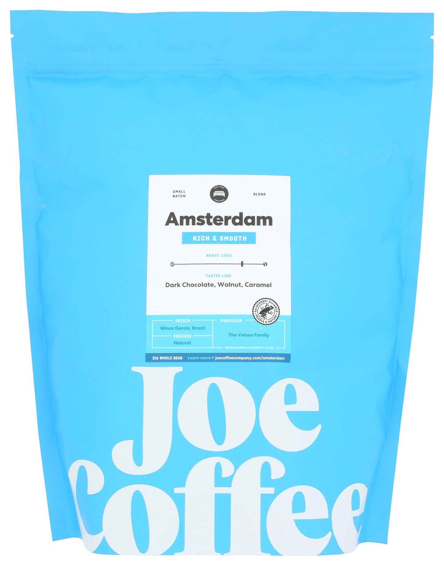Joe Coffee Company - The Amsterdam Whole Bean Specialty Coffee, 2 lb Bag | NYC Roaster, Rainforest Alliance Certified, Kosher, C