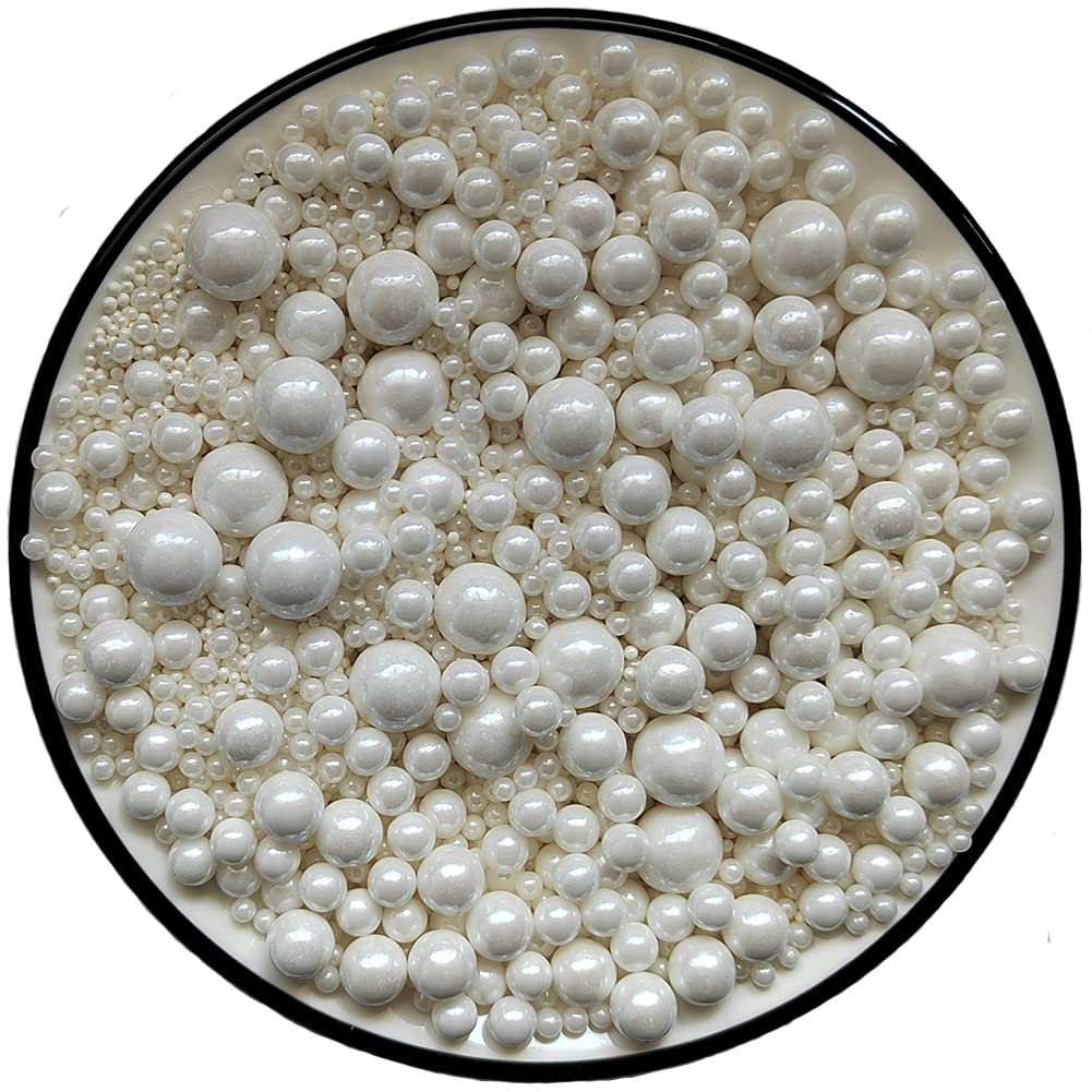 Eastron Edible White Pearl Sugar Sprinkles Candy Mixing Size Baking Cake Decorations Cupcake Toppers Cookie Decorating Celebrati