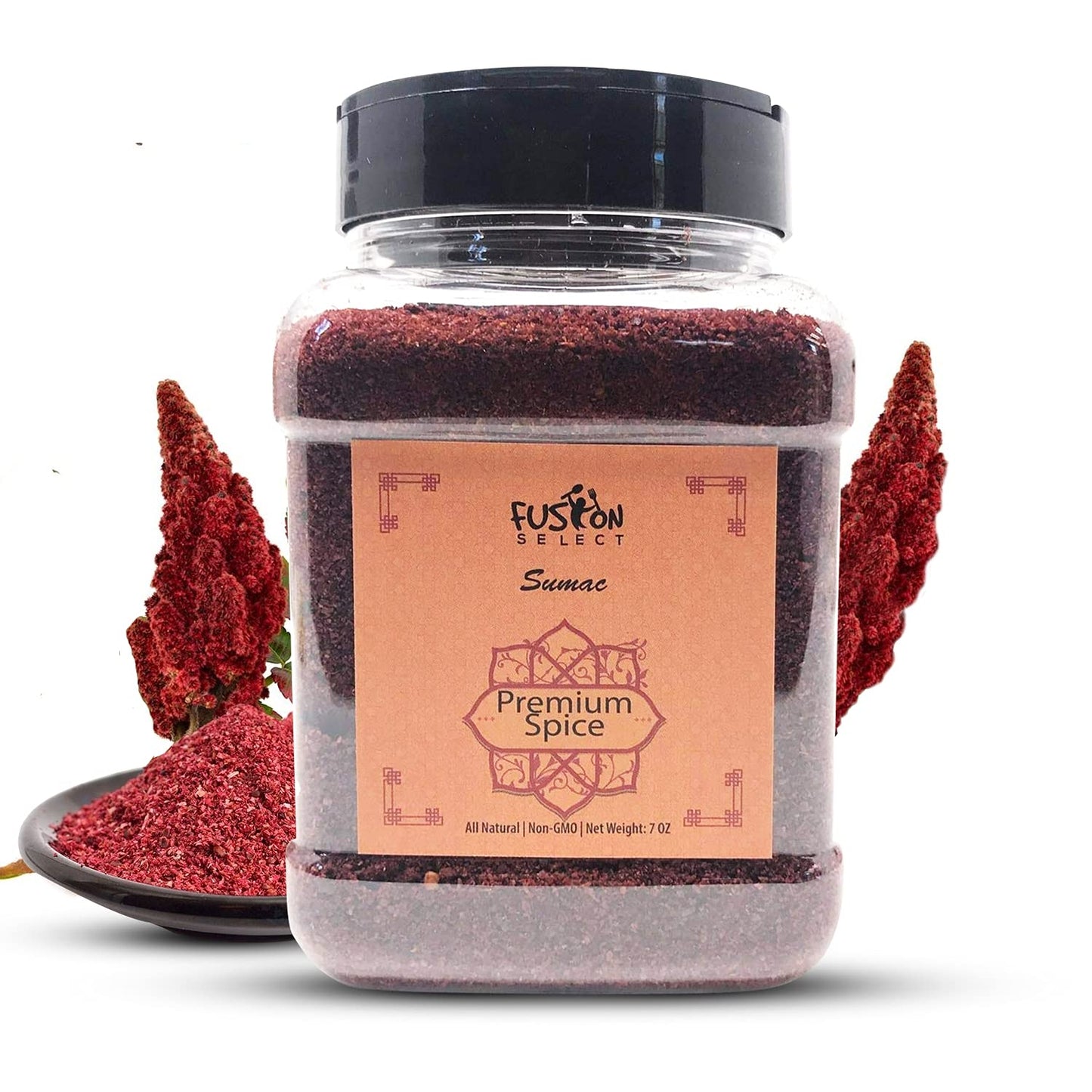 Fusion Select 100% Pure Sumac Spice, 100% Natural Sumac Powder | No Salt | Non-GMO | Middle Eastern Spices | Sumac Seasoning | D