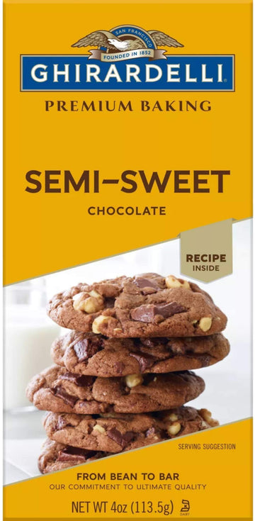 Ghirardelli Chocolate Baking Bar, Semi-Sweet Chocolate, 4-Ounce Bars (Pack Of 6)