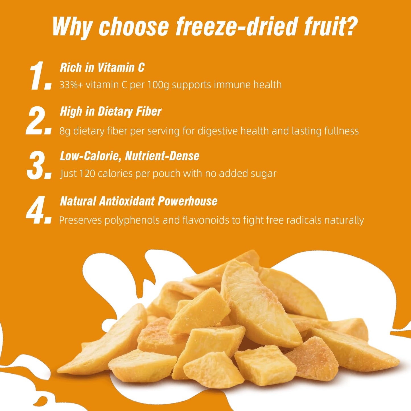 MATINÉE Freeze Dried Mangoes, Dehydrated Fruit Snack, Vegan, Non-GMO, 1.2oz (Pack of 4)