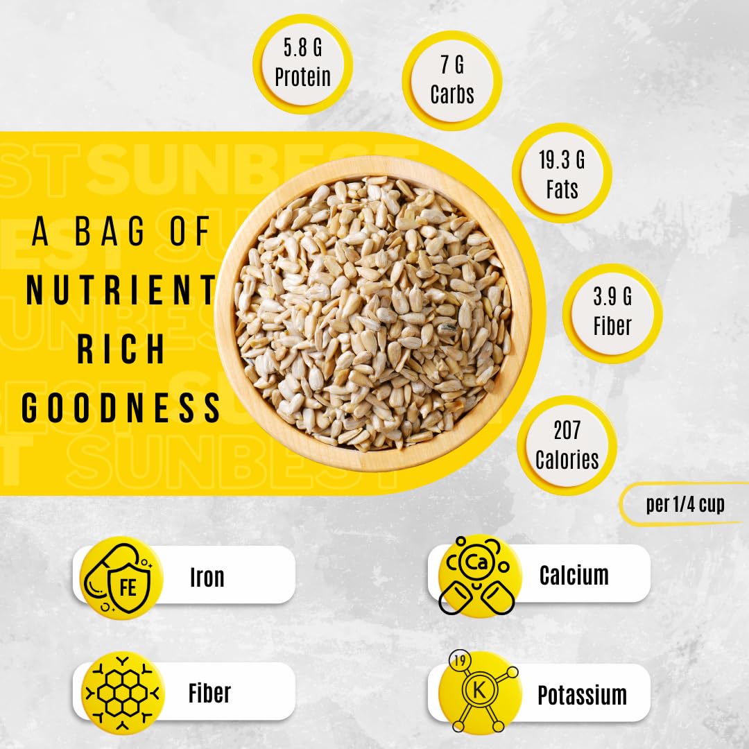 SUNBEST NATURAL Raw Sunflower Seed Kernels - Unsalted Vegan Snack, 48 Oz (3 lbs)