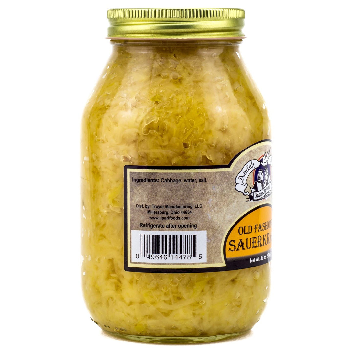 Amish Wedding Canned Sauerkraut, 32 Oz Glass Jar, 2 Pound Pack, USA Made