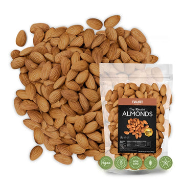 Dry Roasted Almonds Unsalted 48 oz (3 lbs) Batch Tested Gluten & Peanut Free | No Oil | Whole | No PPO | Non-GMO | No Herbicide