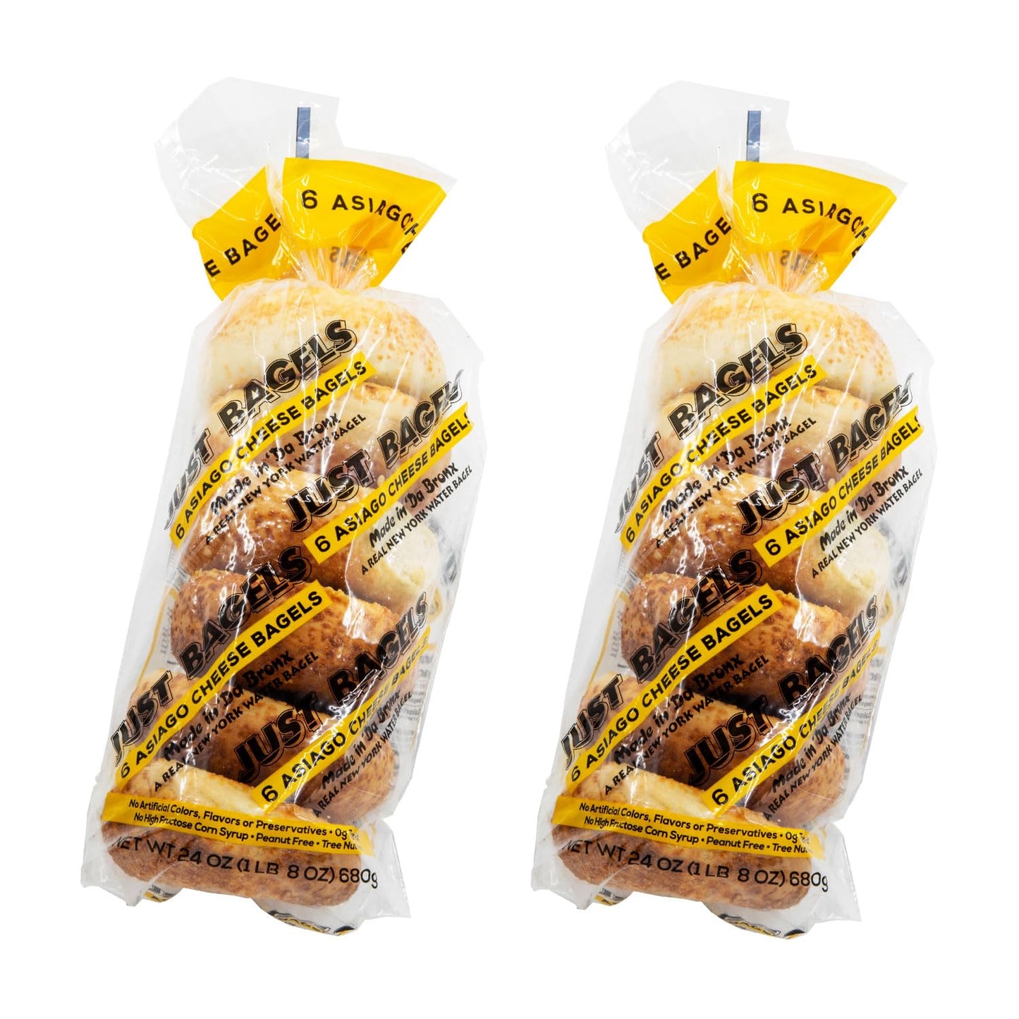 Just Bagels - Asiago Bagels - 2 Packs Of 6 Bagels Per Pack - 12 Total. Non-Gmo.