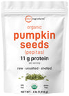 Organic Pumpkin Seeds 4lbs | Raw Unsalted & Shelled - Whole Pepitas | Pumpkin Seeds to Eat | Great for Baking Smoothies & Salad Toppings | Natural Source of Essential Fatty Acids Protein & Iron