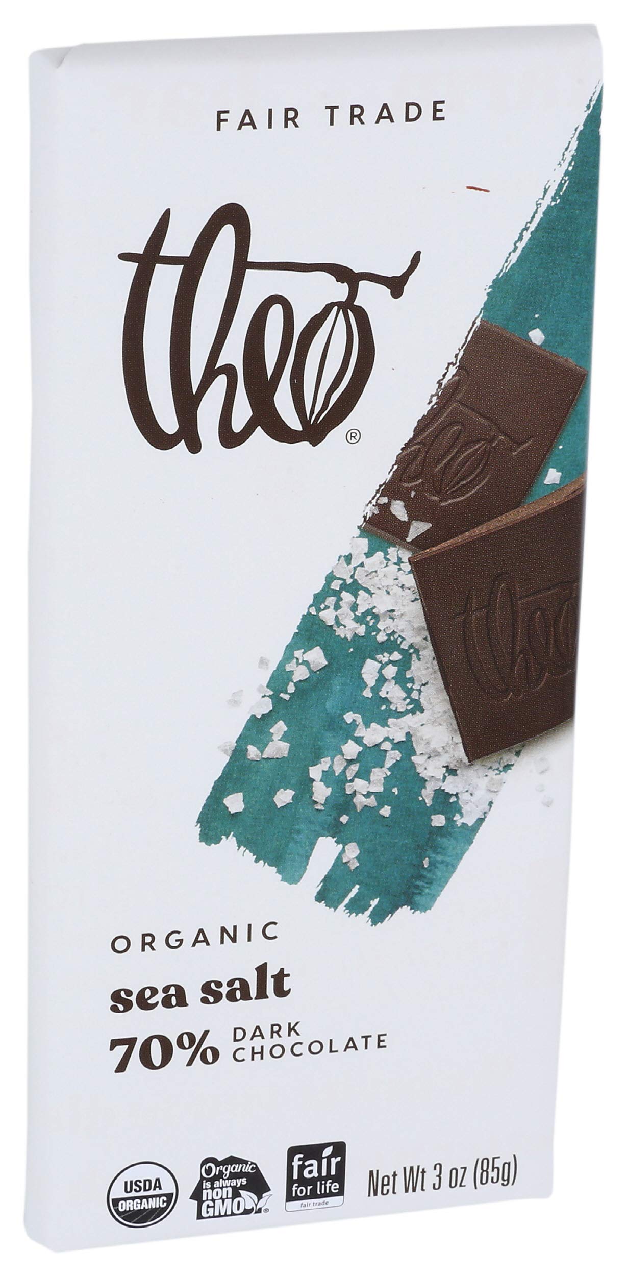 Theo Dark Chocolate With Sea Salt Bar 3 Oz