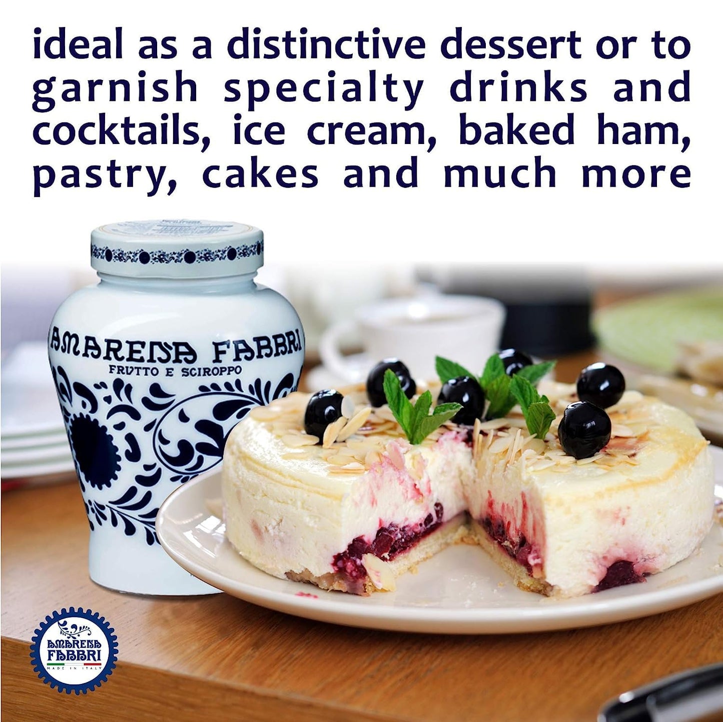 Fabbri Pitted Amarena Wild Cherries in Syrup, Gluten Free, Non- GMO, Vegan, 35.2oz (2lb 3.2oz)