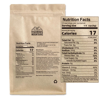 VIGOROUS MOUNTAINS Organic Dried Black Fungus Wood Ear Mushrooms, Auricularia Auricula-judae, 4OZ for Cooking