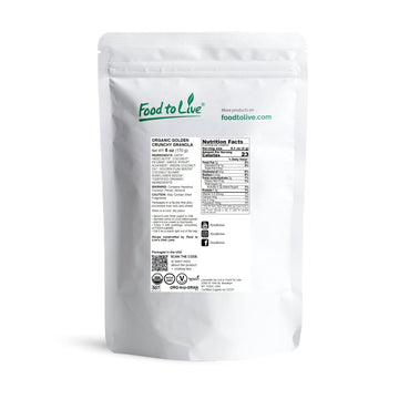 Food To Live Organic Golden Crunchy Granola, 6 Ounces - Small Batch, Handcrafted, Bulk, Great As Snack For Breakfast Cereals, Contains Hazelnuts, Pecan Nuts, Almonds, Coconut, Flax Sunflower Seeds