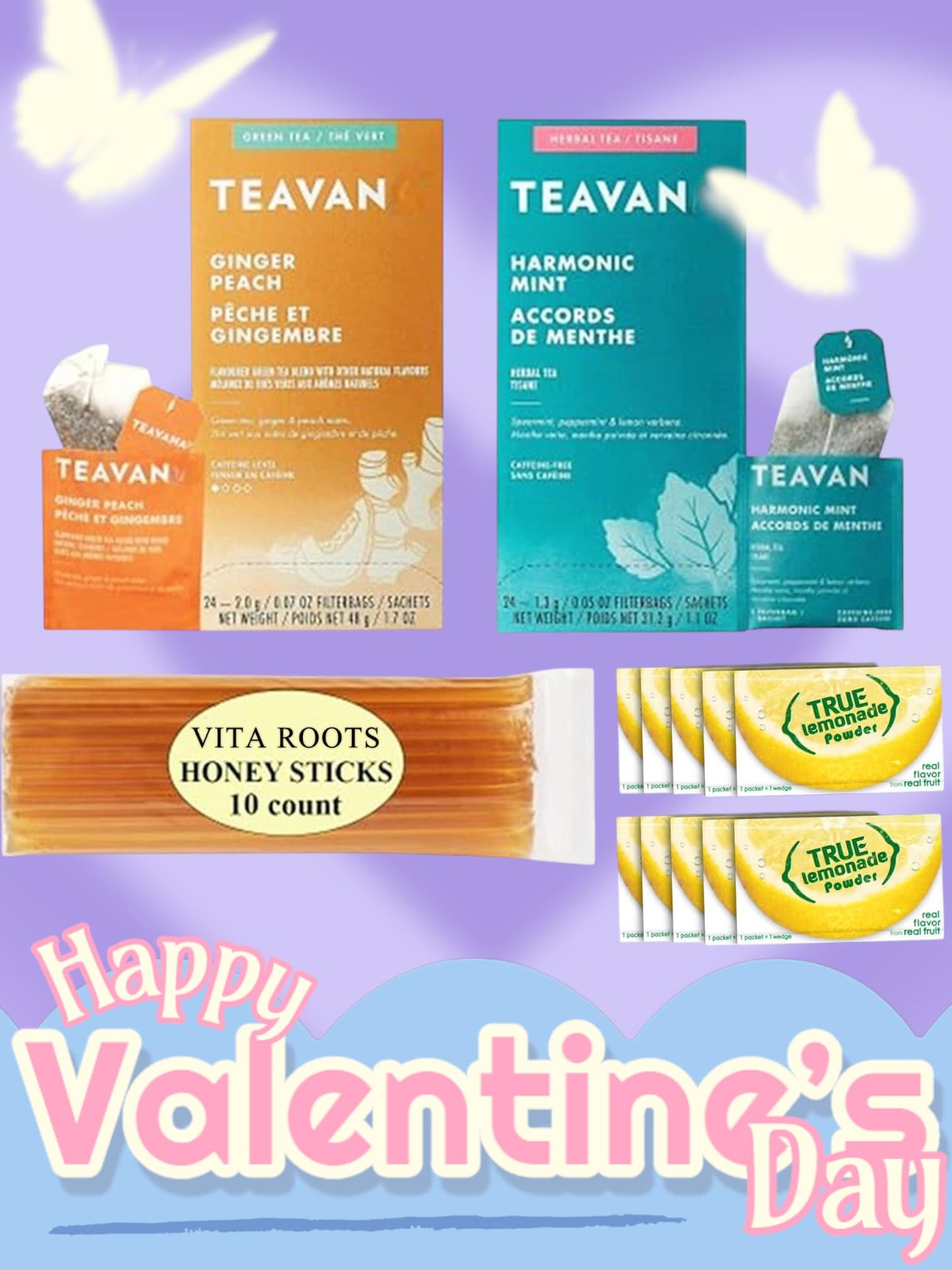 Vitaroots Teavan Harmonic Mint And Ginger Peach Tea - Medicine Ball Recipe Diy Kit - Total 48 Tea Bags (24 Each) Plus 10 Pure Ho