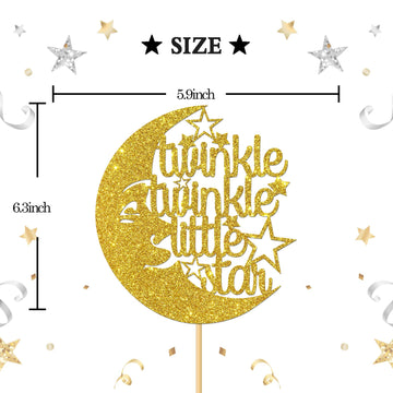 Twinkle Twinkle Little Star Cake Topper Gold Glitter Baby Shower, Baby 1St Birthday, Gender Reveal Party Decorations
