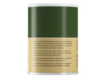 Cafe Altura House Blend Dark Roast Organic Ground Coffee 12 oz Can Green