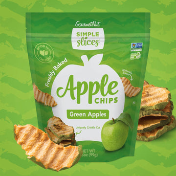 Gourmet Nut Simple Slices Baked Apple Chips, Usa Grown Sliced Dried Apples, Healthy Non Gmo Vegan Snack For Adults & Kids, Natur